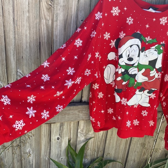 Disney Mickey and Minnie Kissmas Christmas Sweater. NWOT.  Size XXXL. Red - Picture 3 of 16